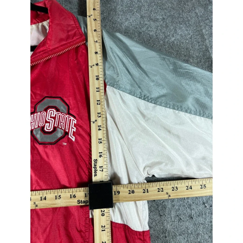 Vintage Apex One Ohio State Buckeyes Windbreaker Jacket Red Grey Mens Medium
